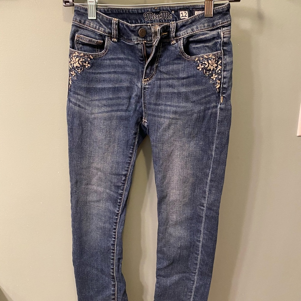 Miss me girls skinny jeans with embroidery detail